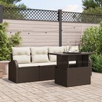 vidaXL Ensemble de Canapé de Jardin 5 Pièces Avec Coussins Marron Rotin Poly