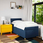 vidaXL Sommier à lattes de lit avec matelas Bleu 90x190 cm Tissu