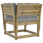 vidaXL Canapé de jardin accoudoirs avec coussins bois pin imprégné
