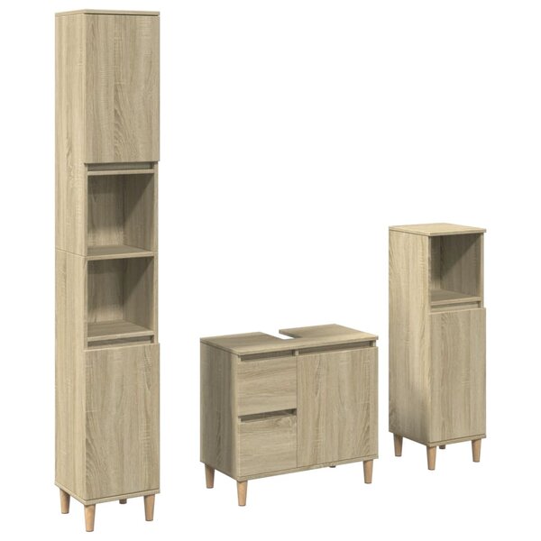 vidaXL Ensemble de meubles de salle de bain 3 Pièces chêne sonoma