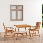 vidaXL Ensemble à manger de jardin 3 Pièces Bois d'acacia solide