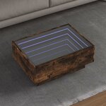 vidaXL Table basse avec LED chêne fumé 70x50x30 cm bois d'ingénierie