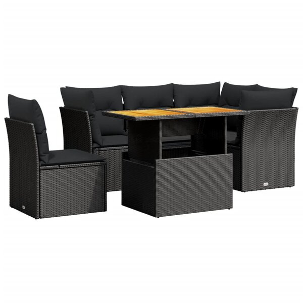 vidaXL Salon de jardin 5 Pièces avec coussins noir résine tressée