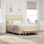 vidaXL Lit à ressort crème avec matelas et banc 160x200 cm tissu