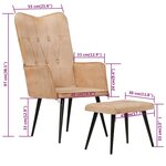 vidaXL Chaise à oreilles avec repose-pied Crème Toile