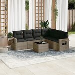 vidaXL Salon de jardin avec coussins 7 Pièces gris résine tressée