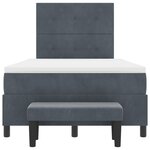 vidaXL Lit avec Sommier avec Matelas et Banc Gris Foncé 120x190 cm Velours