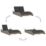 vidaXL Chaise longue avec coussins gris 114x205x73 cm résine tressée