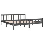 vidaXL Cadre de lit Gris Bois massif 180x200 cm Super King