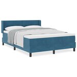 Lit Box Spring vidaXL avec Matelas Bleu Foncé 140x190 cm Velours