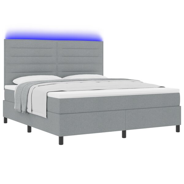 vidaXL Lit à Ressorts avec Matelas & LED Gris Clair 180x200 cm Tissu