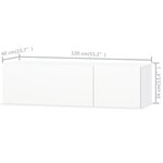 vidaXL Meuble TV bois d’ingénierie 120x40x34 cm blanc brillant