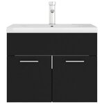 vidaXL Armoire d'évier avec lavabo intégré Noir Aggloméré