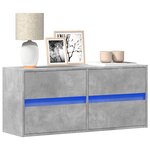 vidaXL Meuble TV mural avec lumières LED gris béton 100x31x45 cm