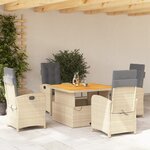 vidaXL Ensemble à manger de jardin avec coussins 5Pièces Beige poly rotin