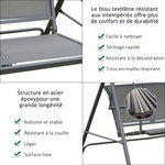 Balancelle de jardin 3 places grand confort toit inclinaison réglable assise et dossier ergonomique acier textilène gris
