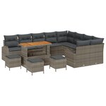 Ensemble de canapé de jardin vidaXL 13 pièces avec coussins gris en poly rotin acacia