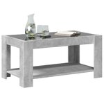 vidaXL Table basse avec LED gris béton 93x53x45 cm bois d'ingénierie