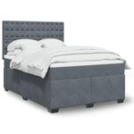vidaXL Sommier à lattes de lit et matelas Gris foncé 140x190cm Velours