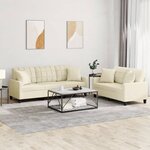vidaXL Ensemble de canapés 2 Pièces avec coussins crème similicuir