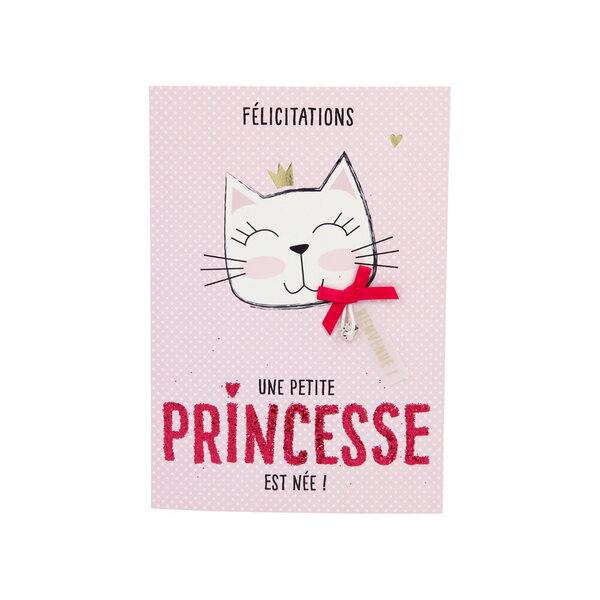 Carte de voeux paillettes - naissance - une petite princesse est née !