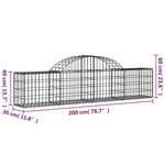 vidaXL Paniers à gabions arqués 40 Pièces 200x30x40/60 cm Fer galvanisé