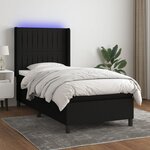 vidaXL Sommier à lattes de lit matelas et LED Noir 80x200cm Tissu