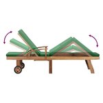vidaXL Chaise longue avec coussin Bois de teck solide Vert