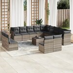 vidaXL Salon de jardin avec coussins 14 Pièces gris clair résine tressée