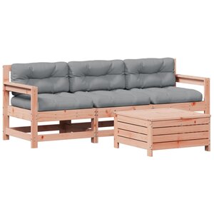 vidaXL Salon de jardin 4 Pièces avec coussins bois massif douglas