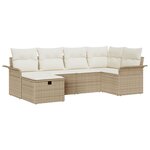 Ensemble de canapé de jardin 6 pièces avec coussins en poly rattan beige