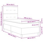 Lit à ressort vidaXL avec matelas Gris clair 100x200 cm Velours
