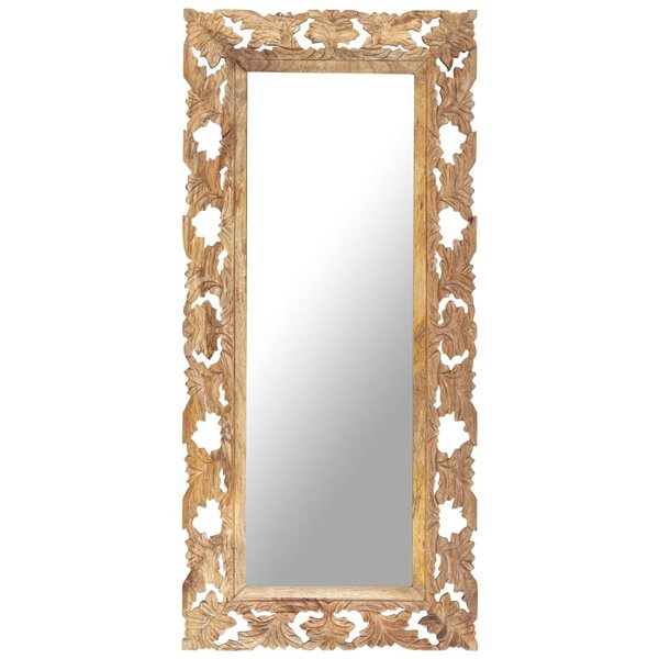 vidaXL Miroir sculpté à la main Marron 110x50 cm Bois de manguier