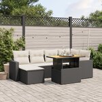 vidaXL Salon de jardin 7 Pièces avec coussins noir résine tressée