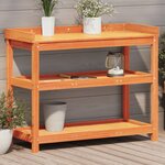 vidaXL Table de rempotage avec étagères marron bois massif de pin