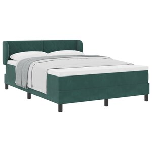 Lit à ressorts vidaXL avec matelas Vert foncé 140x200 cm Velours