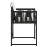 vidaXL Chaises de jardin lot de 4 avec coussins noir résine tressée