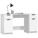 vidaXL Bureau avec armoire latérale Blanc Bois d'ingénierie
