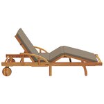 vidaXL Chaise longue pliable avec roues et coussin taupe en bois massif d'acacia