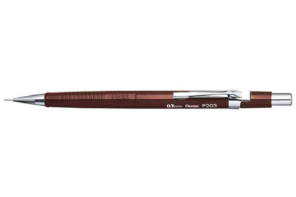 Portemines P203  marron  diamètre de mines: 0 3 mm x 12 PENTEL