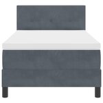 Lit à ressorts avec matelas et éclairage LED Gris foncé 90x190 cm Velours