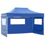 vidaXL Tente pliable avec 4 parois latérales 3 x 4 5 m Bleu