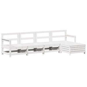 vidaXL Salon de jardin 5 Pièces blanc bois massif de pin