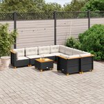 vidaXL Salon de jardin 9 Pièces avec coussins noir résine tressée