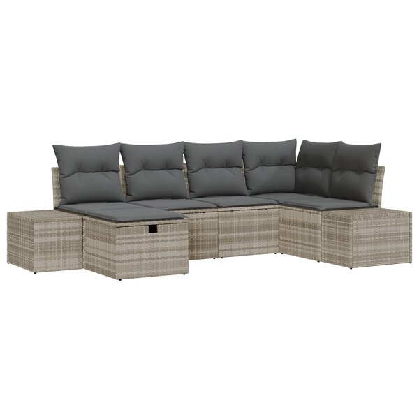 vidaXL Ensemble de canapé 6 pièces jardin avec coussins gris clair en rotin synthétique