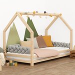 Lit cabane enfant FUNNY 120 x 200 bois naturel