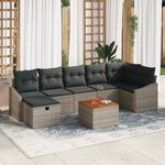vidaXL Ensemble de 8 canapés de jardin avec coussins gris en poly rattan