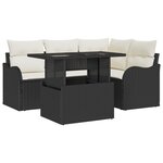 Ensemble de Canapé de Jardin de 5 Pièces avec Coussins Noir Rotin Synthétique