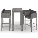 vidaXL Ensemble de bar de jardin 5 Pièces et coussins Résine tressée Gris