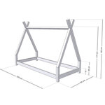 Lit Tipi enfant bois massif gris 80 x 180 cm